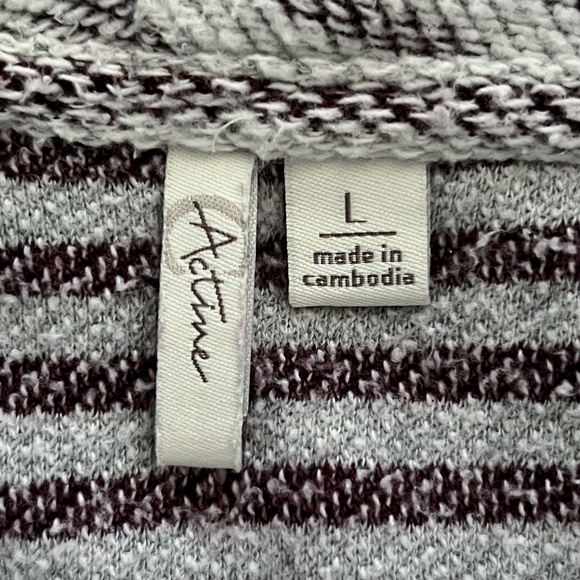 C Active Burgundy & White Striped Knit Cowl Neck Pullover Sweater - Picture 3 of 4